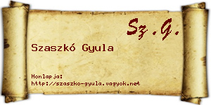 Szaszkó Gyula névjegykártya