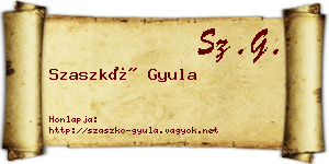 Szaszkó Gyula névjegykártya